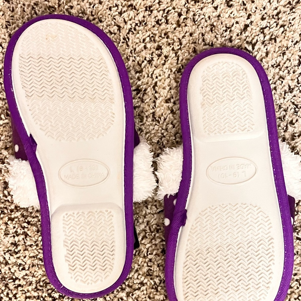 New w/tags LSU Purple and White home Slippers size large 9/10 polka dot tigers - Picture 6 of 10